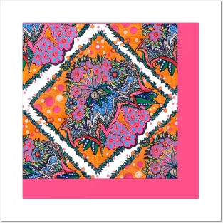 Boho Chic Flower Power - Vibrant Colorful Abstract Flower Pattern Posters and Art